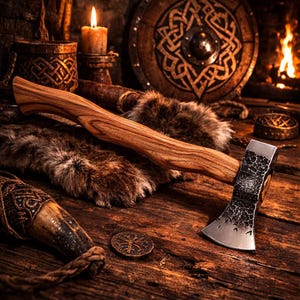 Handgesmeed houtsnijderbijl, 5160 koolstofstalen kampeerbijl, bushcraftgereedschap (leren schede)