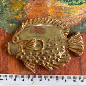 Large Ceramic Fish, in Antique Olive