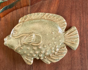 Large Ceramic Fish, in Gold Green