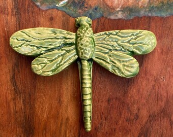 Ceramic Dragonfly, in Green