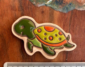 Ceramic Painted Small Turtle, in Green