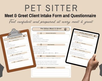 Pet Sitter Meet & Greet Printable | Client Intake Form for Rover Sitters | Pet Care Questionnaire | Instant Download