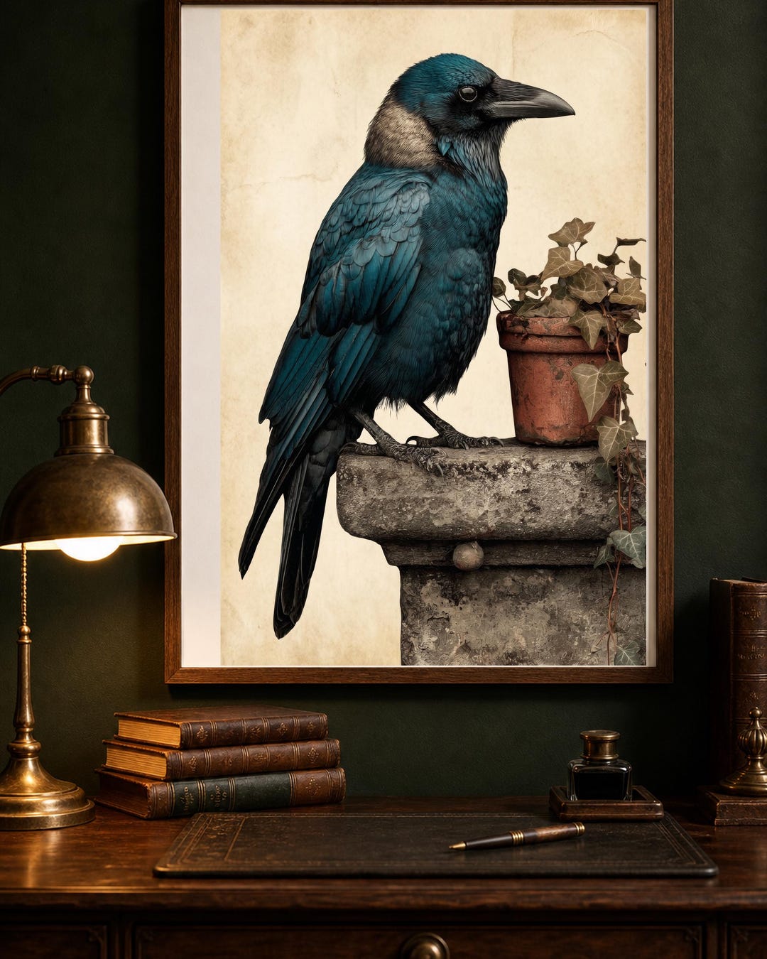 Raven Wall Art Print | Gothic Dark Academia Decor | Dark Moody Bird ...