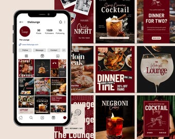 80 modelli Canva per Instagram dedicati ai ristoranti: post modificabili per i social media per le attività del settore alimentare e delle bevande.