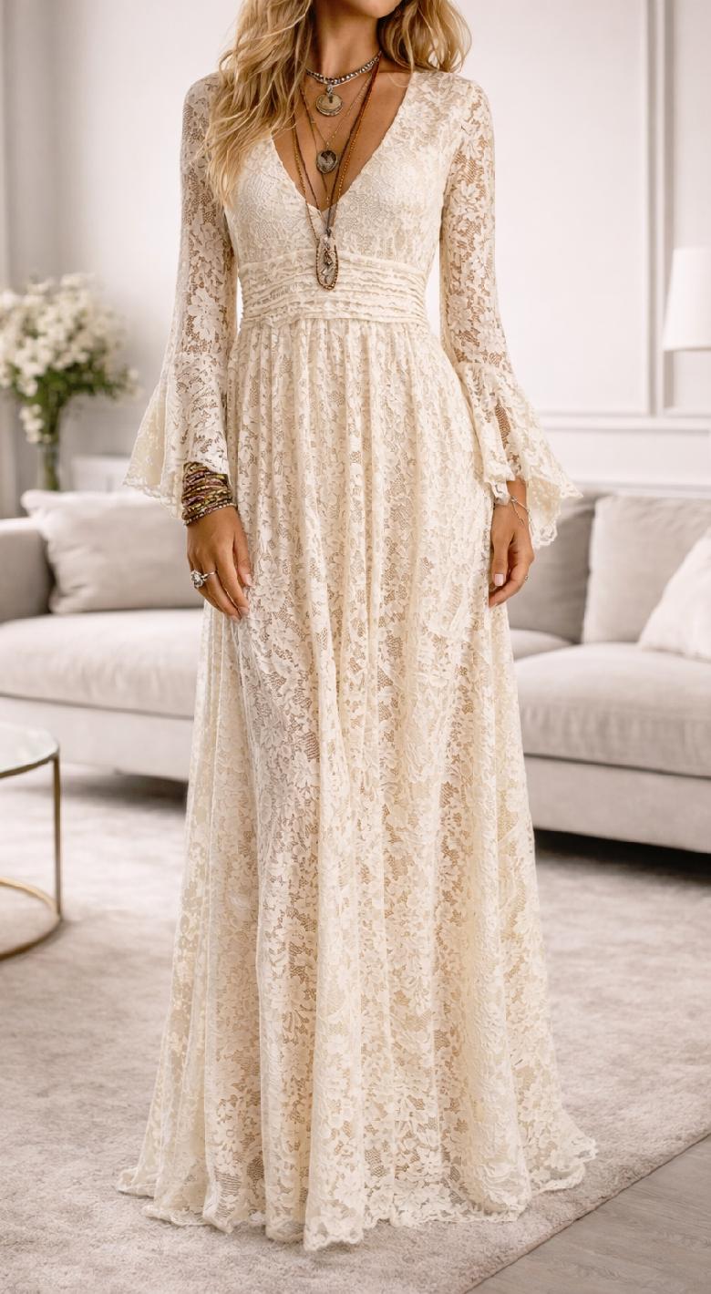 white vintage dress lace Victorian Vintage Style Lace Debutante Ball Gown Dress with 3/4 Sleeves X024 Size 10 / White