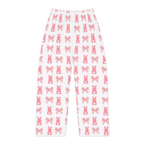 Pantalones de pijama con estampado de conejito y lazo rosa / Estampado completo imagen 1