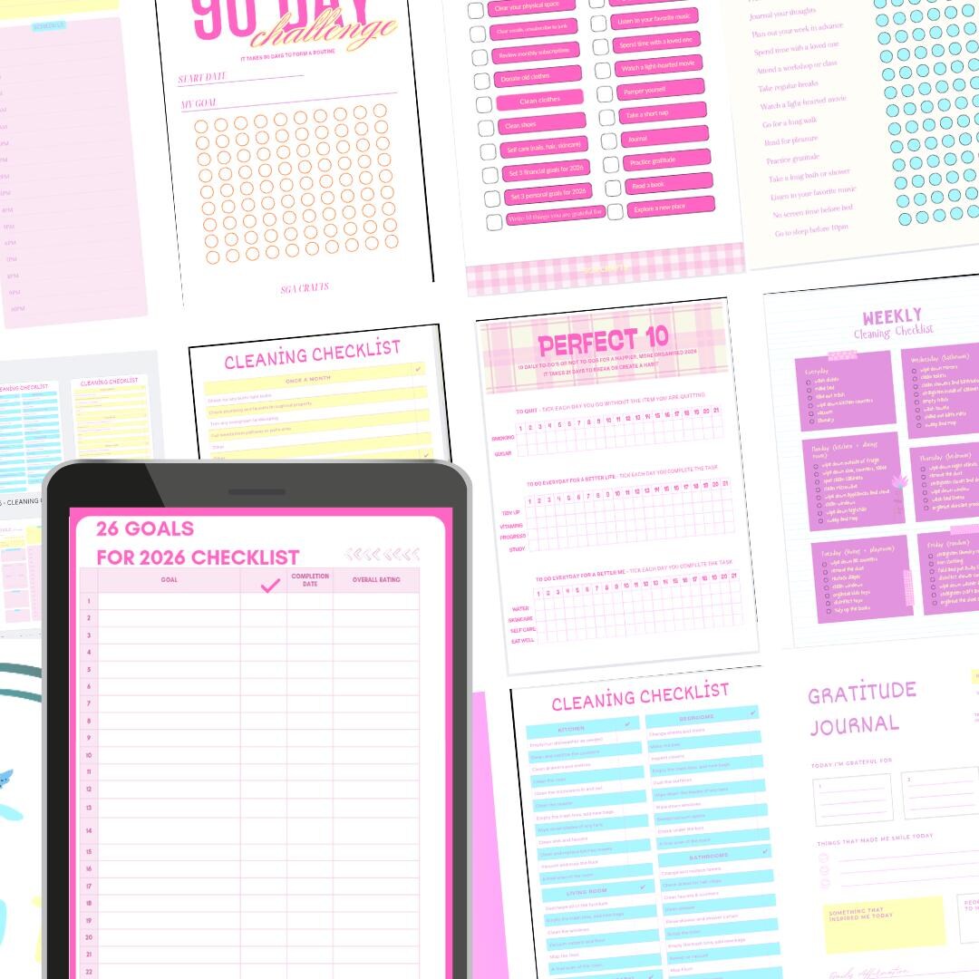 2026 Physical Planner Pages Bundle | Fresh Start Checklist | Daily ...