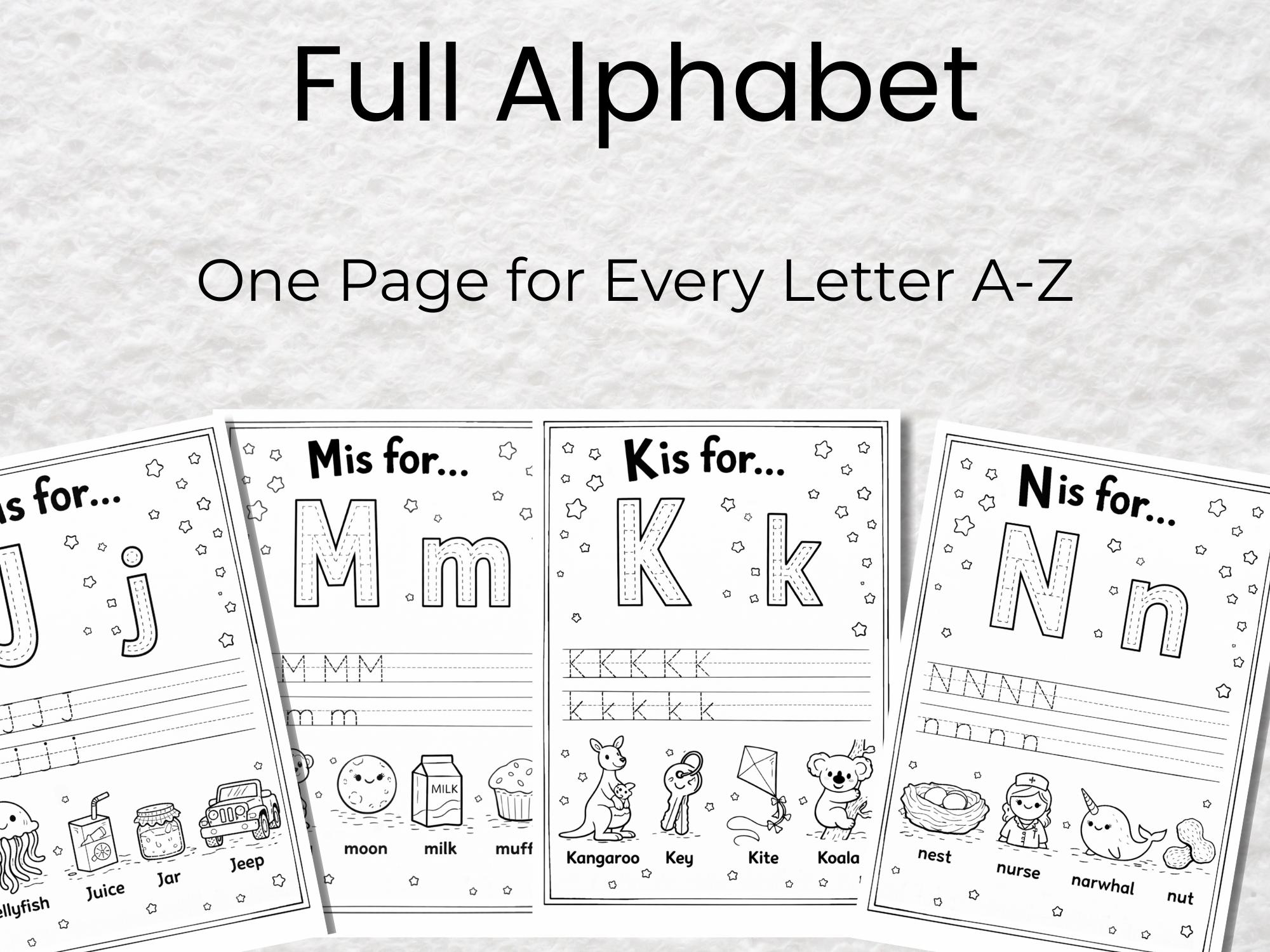 ABC Alphabet Tracing Coloring Pages for Preschool | Letter Recognition ...