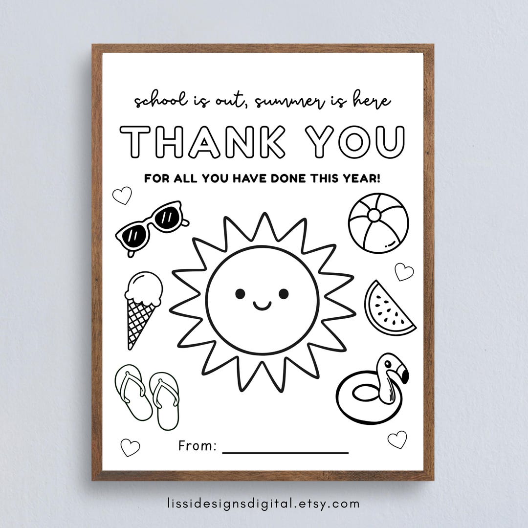 End of School Year Thank You Teacher Coloring Page: Teacher ...