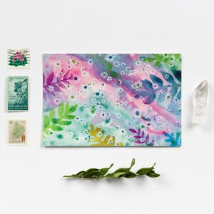 Cartão postal de arte Float Along. Pintura em aquarela, cartão postal 4x6.