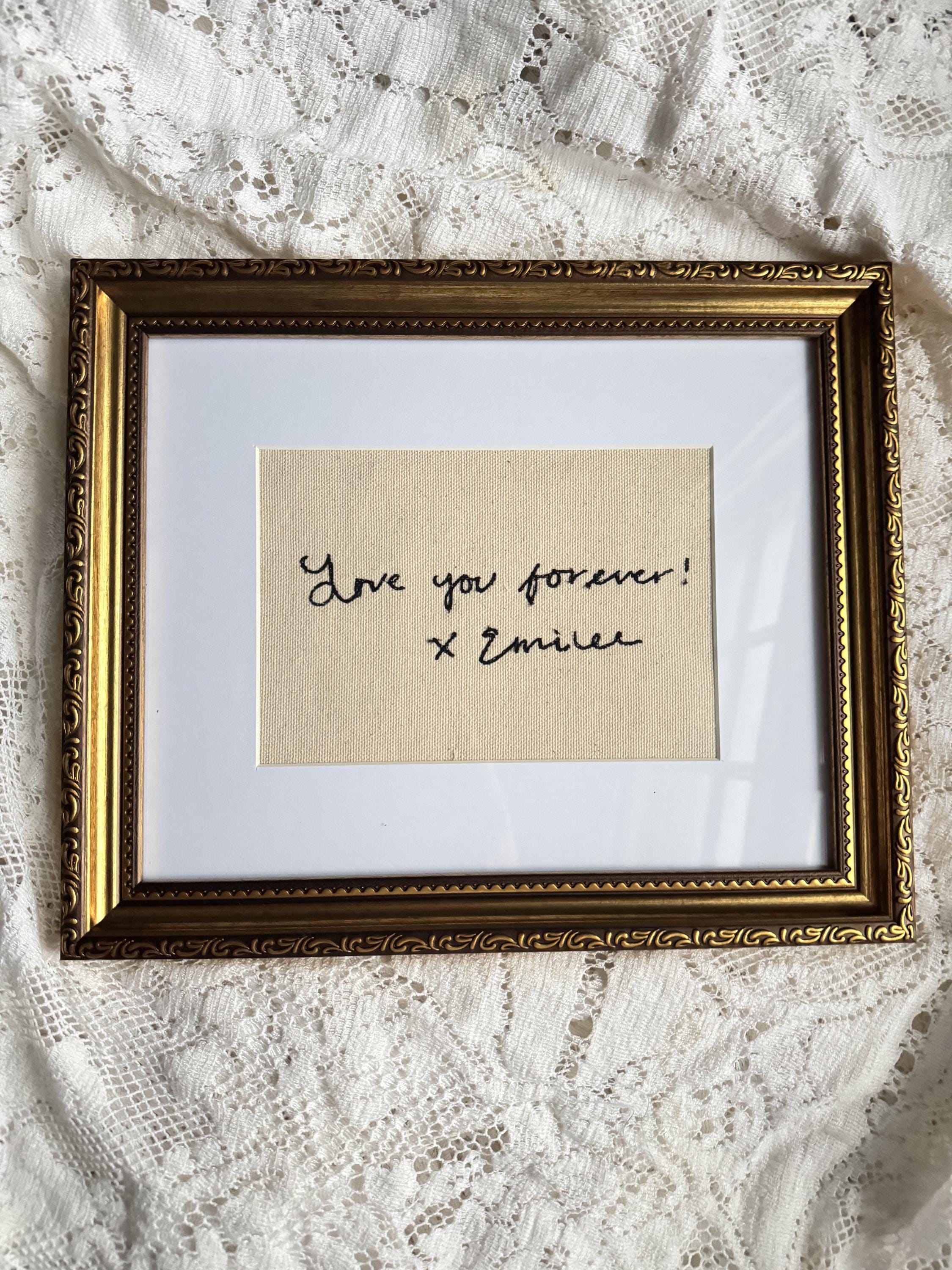 Custom Embroidered Handwritten Notes + Framing