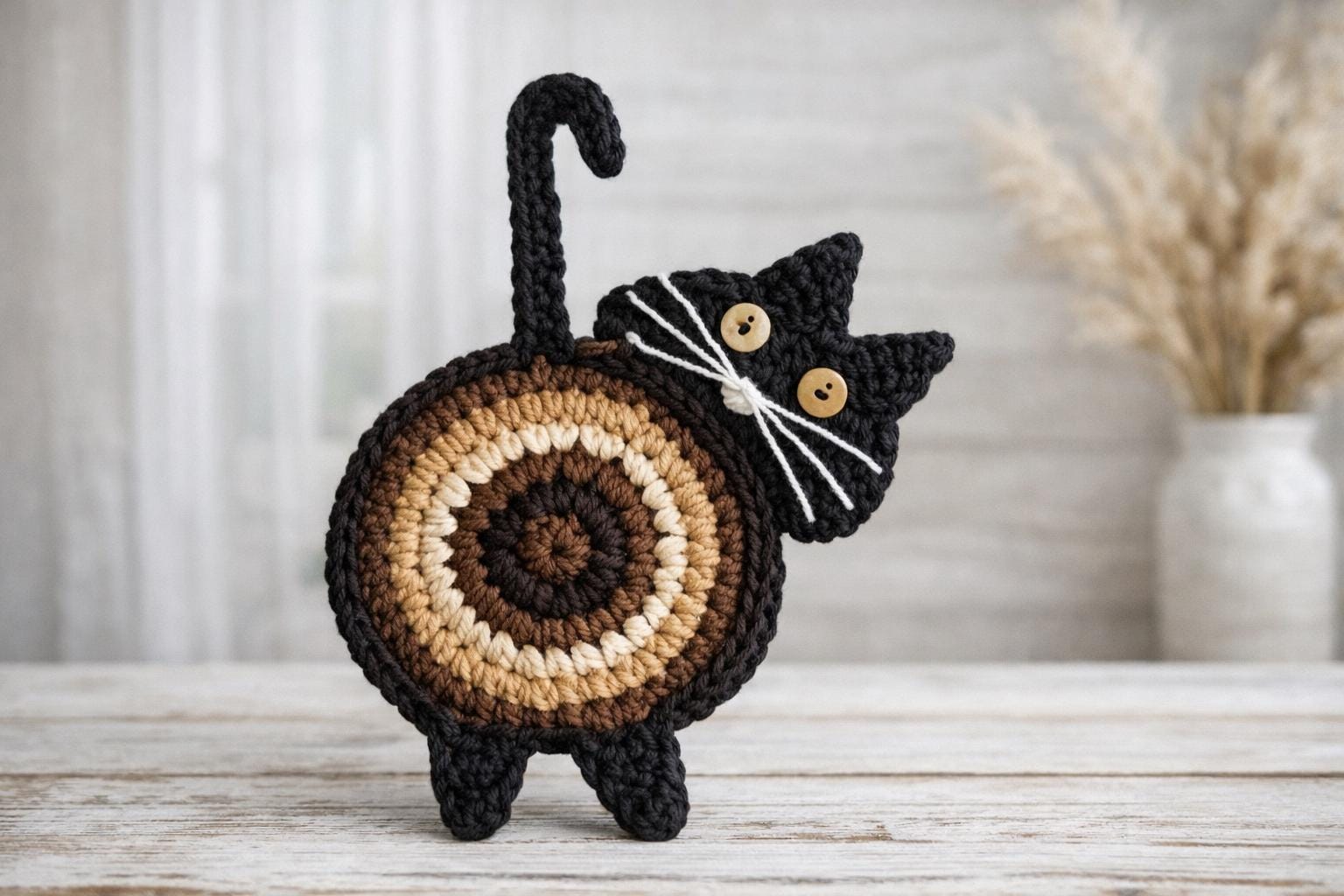 30 Cat Coaster Crochet Patterns for Cat Lovers, Gifts, and Cozy Home Decor 12 Cute Kitty Mug Rug Crochet Pattern
