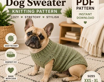 Dog Sweater Knitting Pattern PDF | Seamless Raglan | Small Dog Clothes DIY | Beginner Friendly Knit Pattern