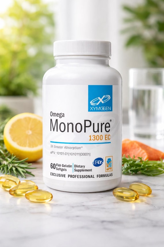 Omega MonoPure 1300 EC Fish Oil Softgels 120 Count – Enteric Coated Omega-3 Daily Balance