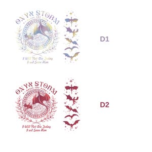 two identical designs, each with a different background color and a different set of text. The text on the left design reads "ONYVR STORM" and "I Will Not Die Today I will Save Him", while the text on the right design reads "ONYVR STORM" and "I Will Not Die Today I will Save Him".