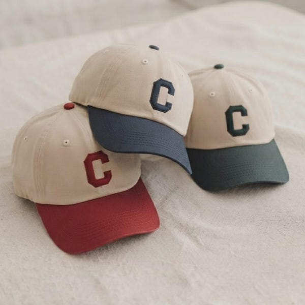 Custom Initial Letter Hat, Personalized Alphabet Cap, Two Tone Trucker Hats, Vintage Birthday Gift