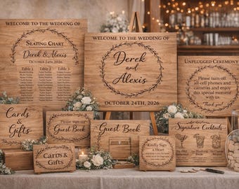 Pacchetto di insegne rustiche personalizzate per matrimoni