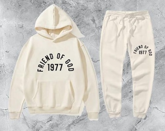 Essentials Freinds of God trainingspak uit 1977 | Streetwear-hoodie en -joggingbroek voor heren en dames