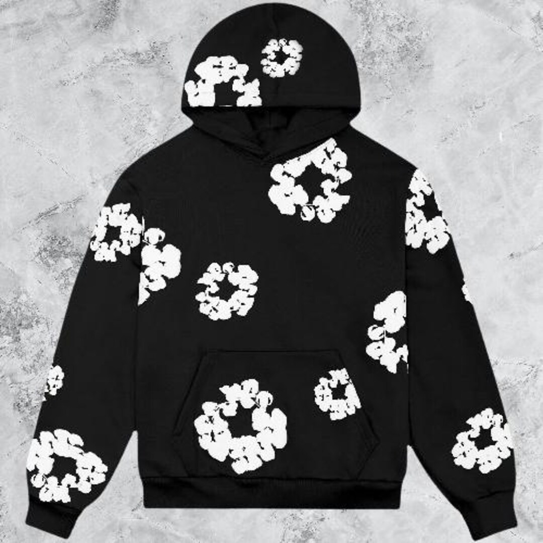 Cotton Wreath Flower Hoodie – Floral Cotton Graphic Hoodie – Streetwear ...