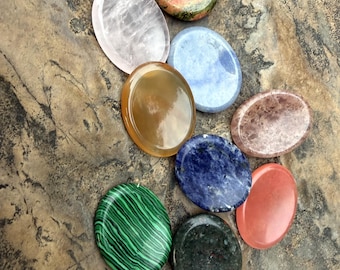 Handcrafted Crystal Worry Stones - Natural Healing Crystals for Stress Relief, Meditation, and Positive Energy