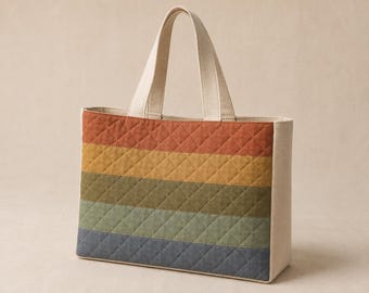 Quilted Patchwork Tote Bag Sewing Pattern | Beginner Friendly Project Bag (PDF)