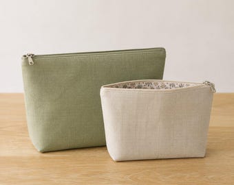 Boxed Zipper Pouch Sewing Pattern | Beginner Makeup Bag PDF (2 Sizes)