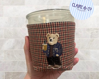 Funda/funda para tarro de Weck con bordado de oso, hecha a mano