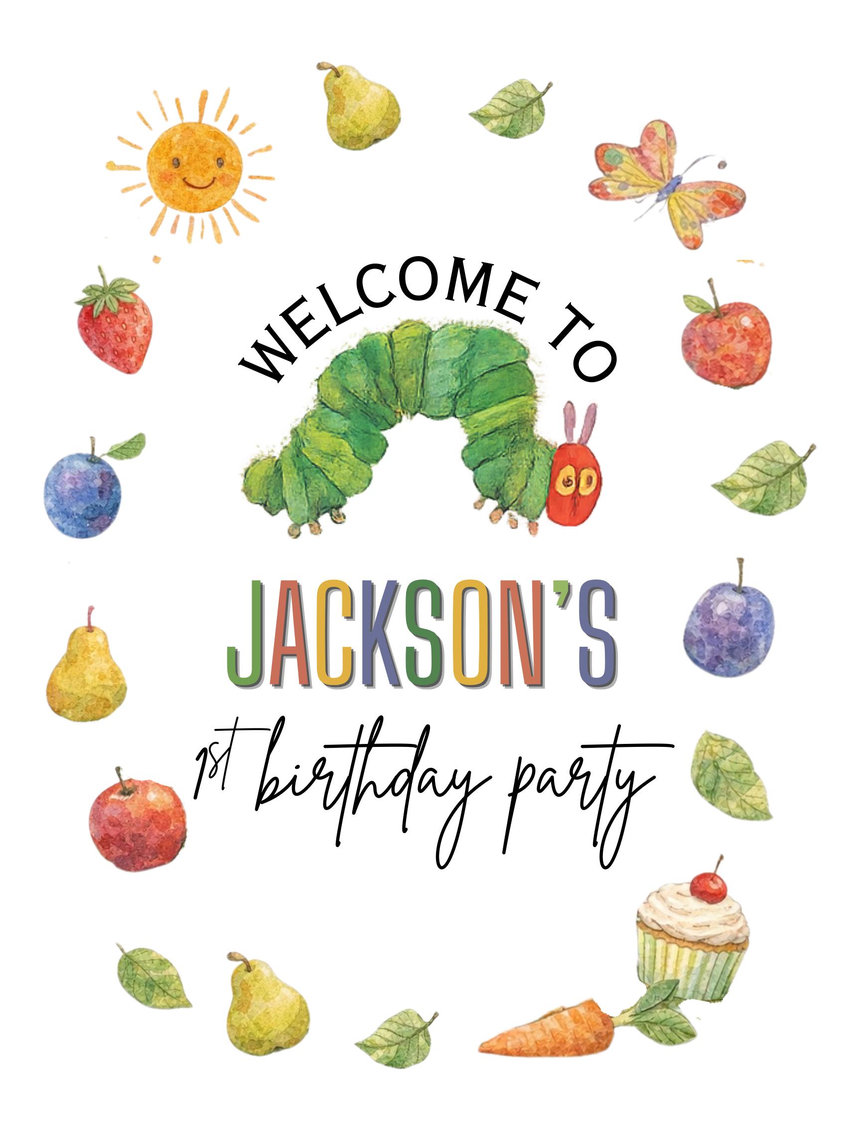 One Very Hungry Caterpillar Birthday Welcome Sign, First Birthday Party ...