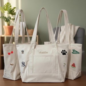 カスタムアイコンキャンバストートバッグ、お気に入りトートバッグ、パーソナライズされた名前入りショルダーバッグ、美しいビーチバッグ、独身パーティーバッグ、先生へのギフト