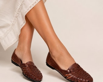 The Leather Collection Fisherman Sandalen Dames 8 bruin geweven Boho Artisan jaren 90
