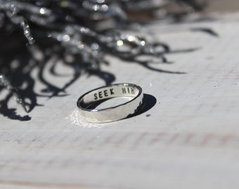 Personalized Ring- Stamped Ring- Sterling Silver Ring- Hand Stamped- Secret Message Ring