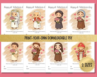 Kids Saint Valentines Day Cards Printable Digital Download Catholic