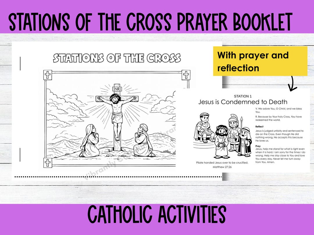 Stations of the Cross Prayer & Coloring Booklet, Catholic Lent Activity ...