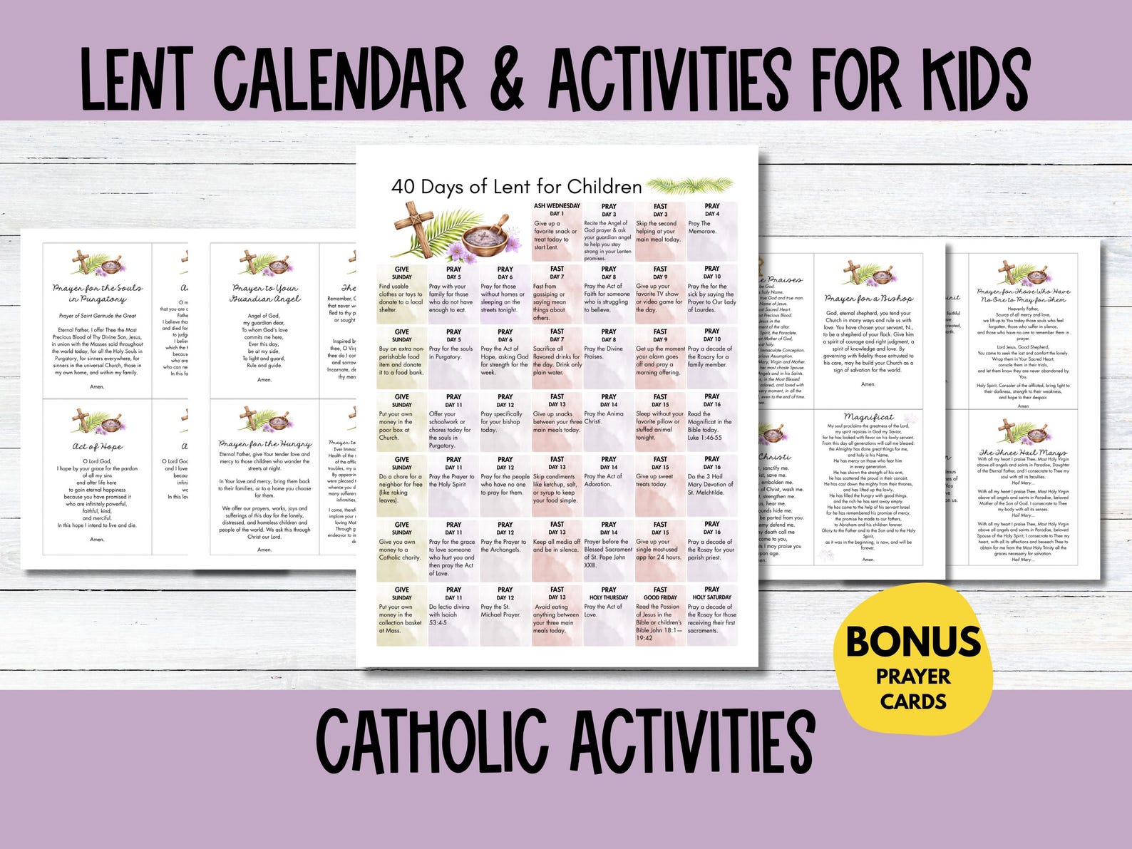 Catholic Lent Calendar for Kids | Printable 40 Days of Lent Activities ...