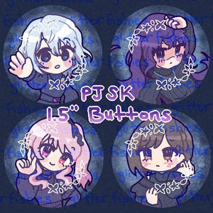 pjsk 25-ji nightcord "nihil-san" | metal pinback button set | holographic | hatsune miku's project sekai