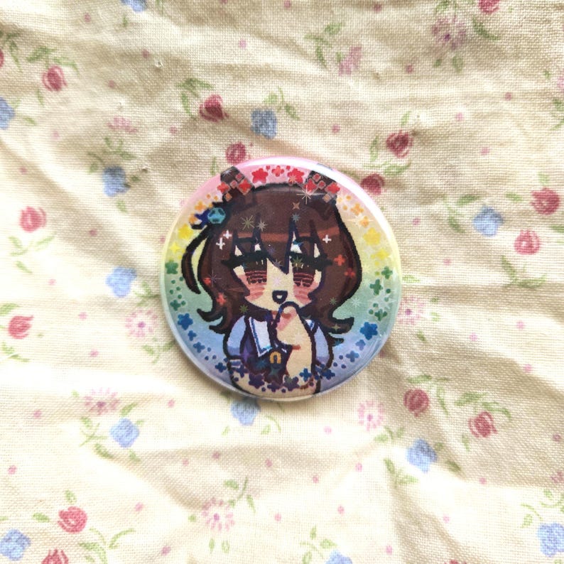 uma musume hübsche Derby | Metall Anstecker | holographisch | Regenbogen thematisiert 1. Agnes Tachyon