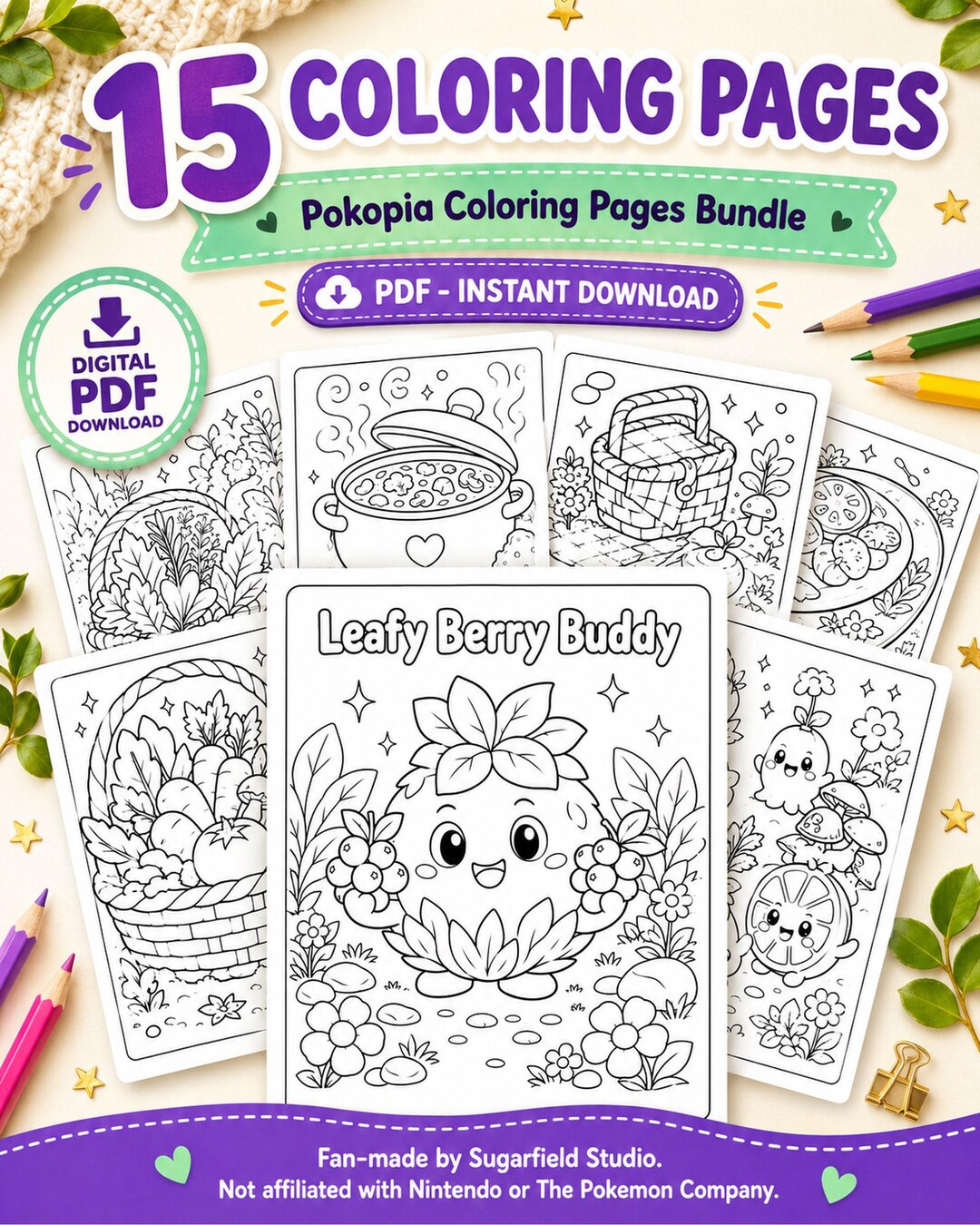 Pokopia Checklist.pdf Pokopia Coloring Pages Bundle | 15 Printable Pages | Cozy Game Coloring ...