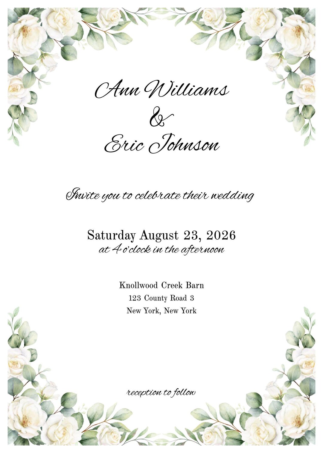 White Rose Floral Wedding Template Package - Save the Date, Invite ...