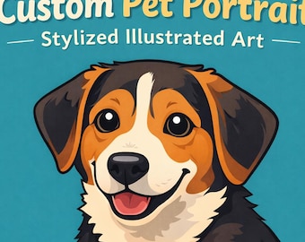 Custom Pet Portrait from Photo | Digital Download Dog or Cat Art