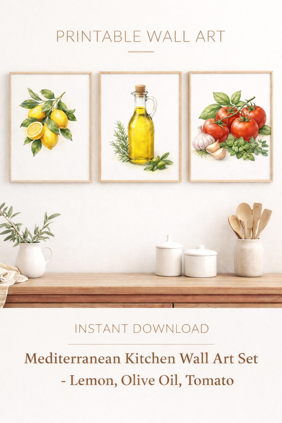 italian kitchen wall decor | kitchen wall art set of... Mediterranean Kitchen Wall Art Printable Set of 3 Lemon Olive Oil ...