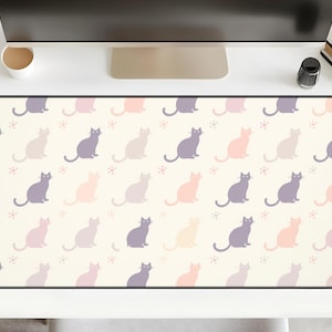 Pastelkleurige kattenbureaumat, minimalistische muismat, neutraal decor