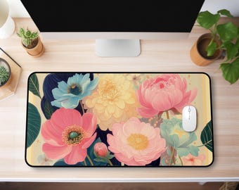 Pastel Floral Bouquet Desk Mat | Flower Mouse Pad