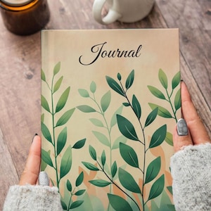 Harcover Green Leaf Botanical Journal | Ruled Lined Notebook