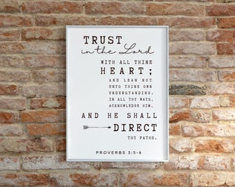 Trust in the Lord Printable | Proverbs 3:5-6 Farmhouse Decor (Digital Download)