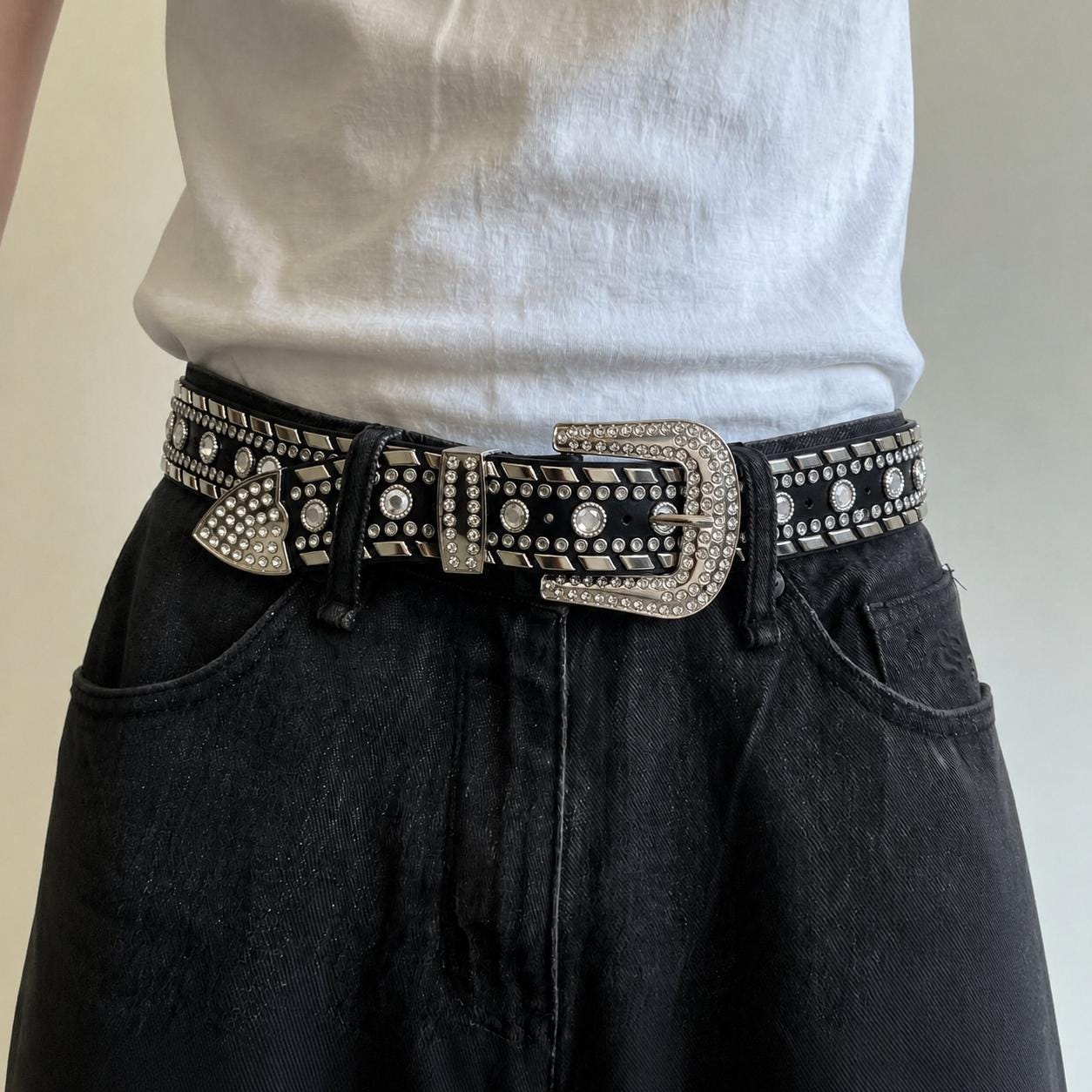 Rhinestone Genuine Leather Western Belt - Etsy Canada display picture 1
