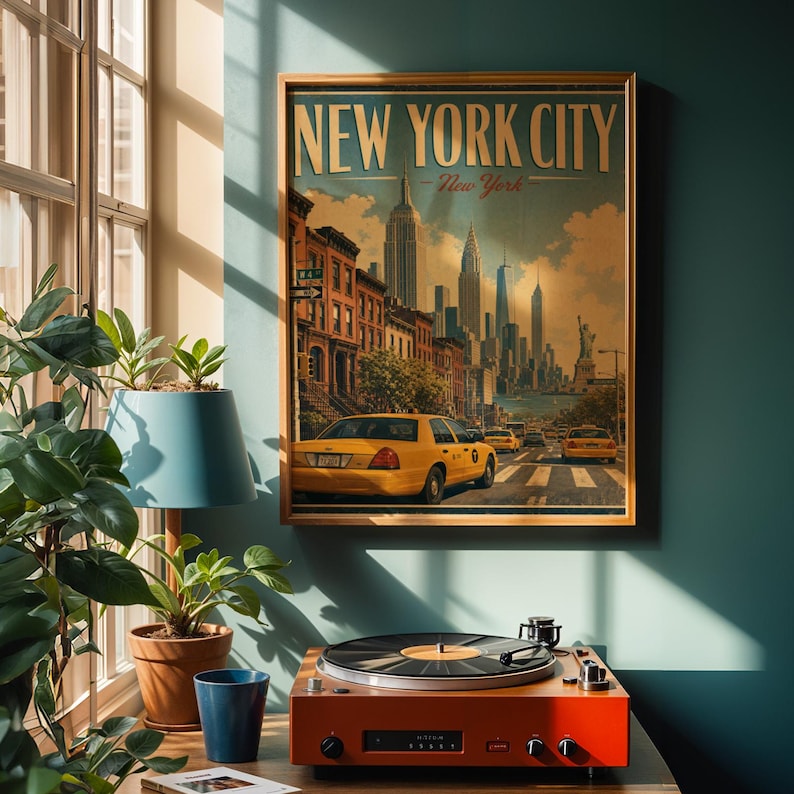 New York City Statue of Liberty Poster - Vintage Travel - Etsy UK