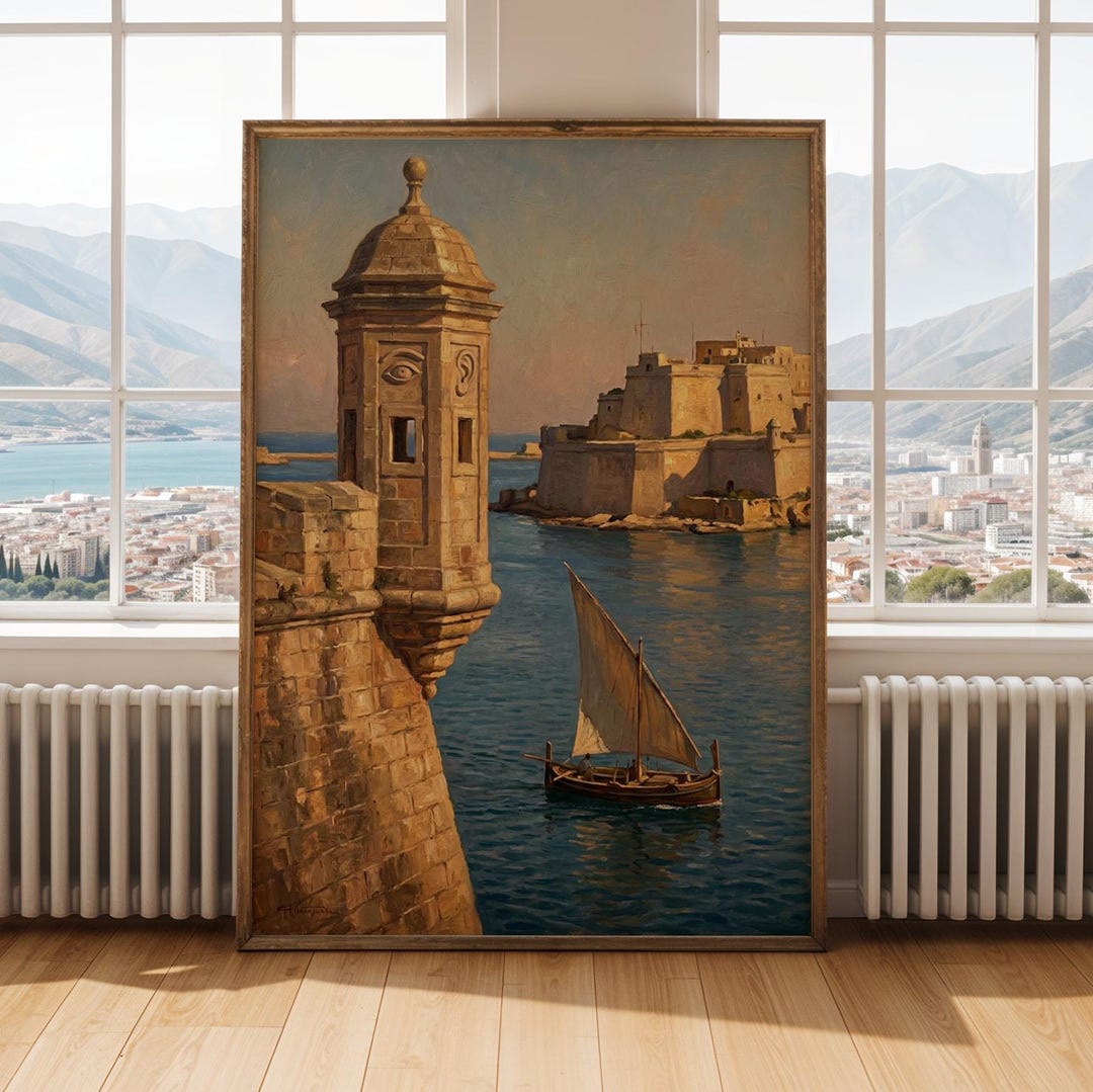 Gardjola Watchtower Art Print - Oil Painting, Blue and Turquoise - Etsy