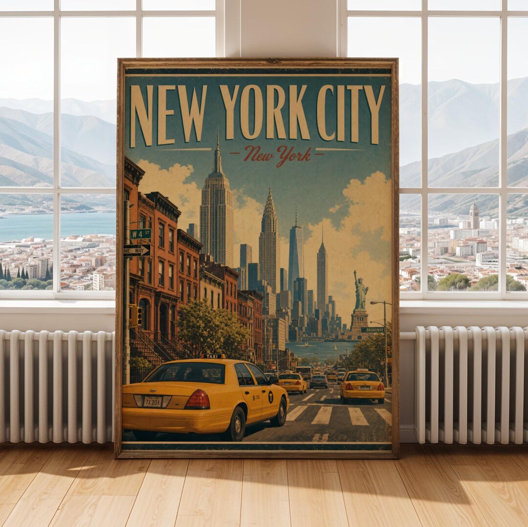 New York City Statue of Liberty Poster - Vintage Travel - Etsy UK