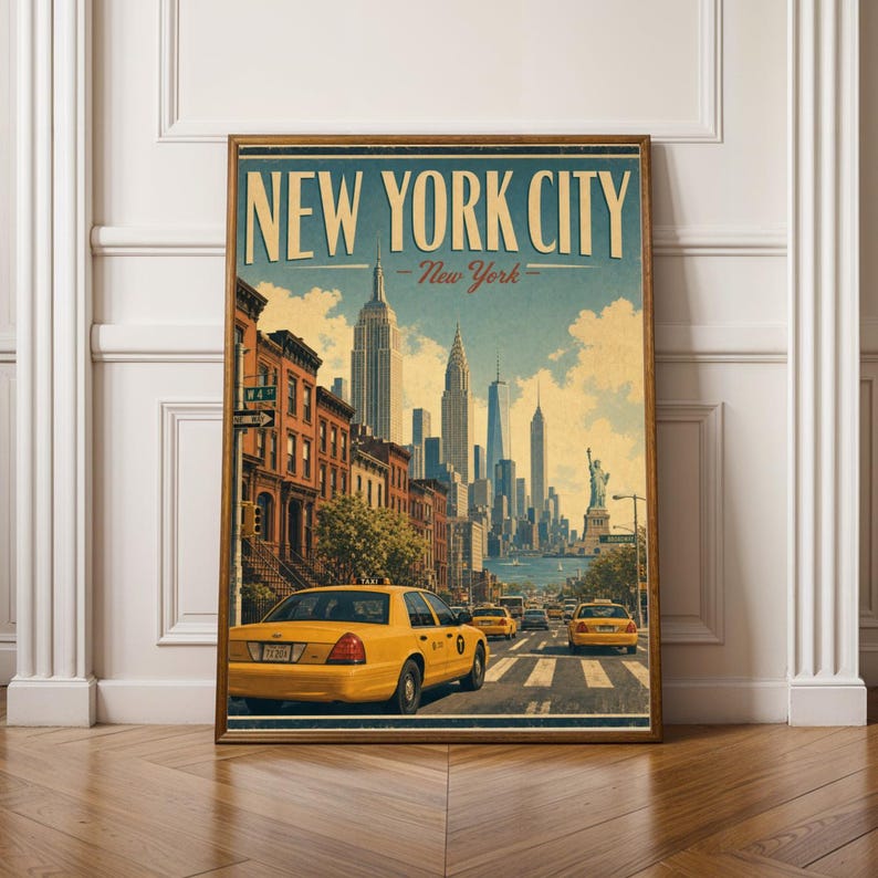 New York City Statue of Liberty Poster - Vintage Travel - Etsy UK