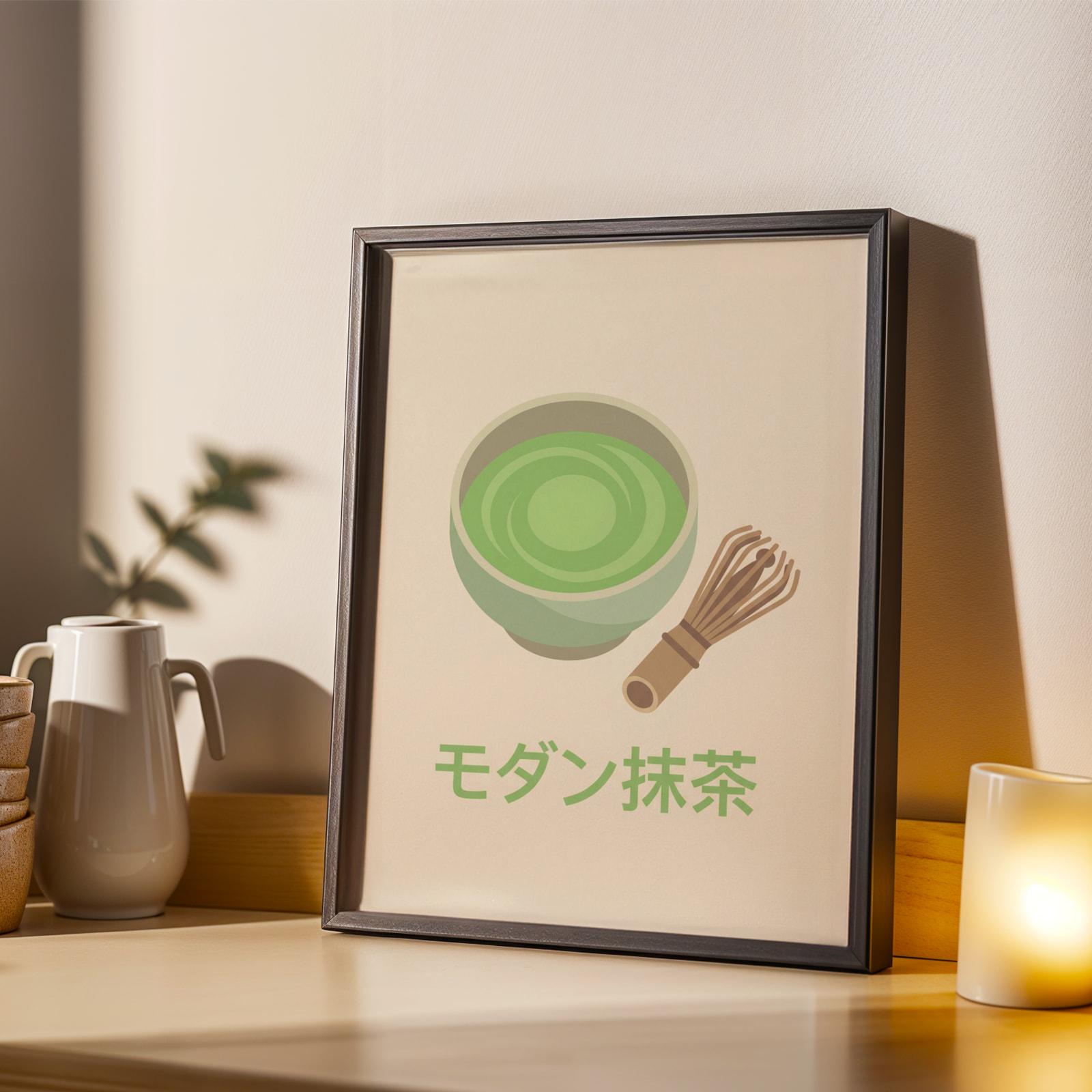 Modern Matcha Poster – Minimalist, Beige and Mint Green, Flat Vector - Etsy